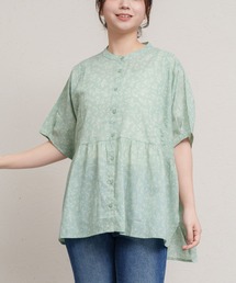 綿100% 半袖花柄シャツブラウス