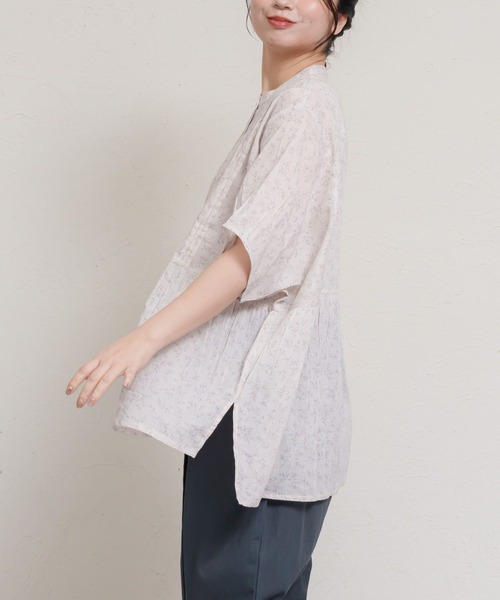 MARAI(マーライ)の「綿100% 半袖花柄シャツブラウス(シャツ/ブラウス・レディース・ブルー/グリーン/ホワイト/ネイビー・FREE)」の5枚目の写真