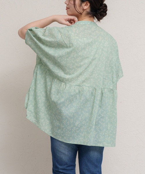 MARAI(マーライ)の「綿100% 半袖花柄シャツブラウス(シャツ/ブラウス・レディース・ブルー/グリーン/ホワイト/ネイビー・FREE)」の9枚目の写真