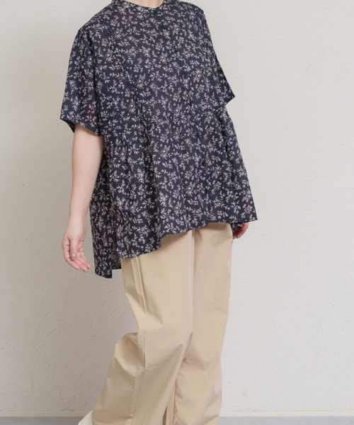 MARAI(マーライ)の「綿100% 半袖花柄シャツブラウス(シャツ/ブラウス・レディース・ブルー/グリーン/ホワイト/ネイビー・FREE)」の11枚目の写真