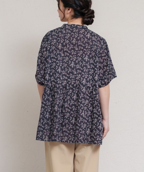 MARAI(マーライ)の「綿100% 半袖花柄シャツブラウス(シャツ/ブラウス・レディース・ブルー/グリーン/ホワイト/ネイビー・FREE)」の12枚目の写真
