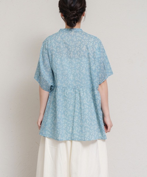 MARAI(マーライ)の「綿100% 半袖花柄シャツブラウス(シャツ/ブラウス・レディース・ブルー/グリーン/ホワイト/ネイビー・FREE)」の16枚目の写真