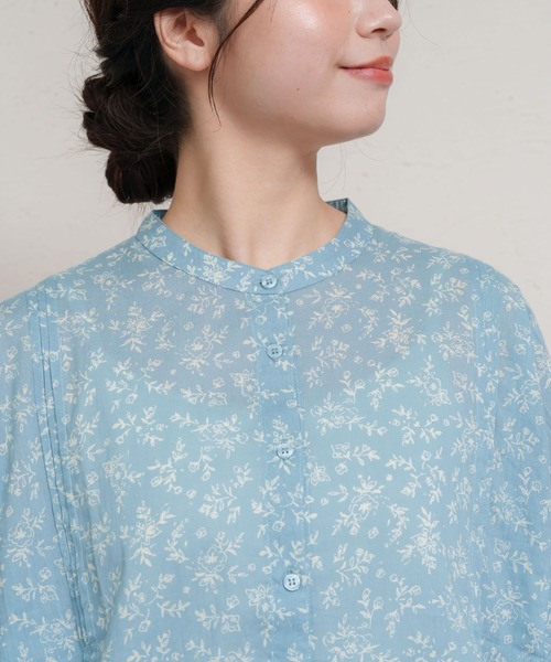 MARAI(マーライ)の「綿100% 半袖花柄シャツブラウス(シャツ/ブラウス・レディース・ブルー/グリーン/ホワイト/ネイビー・FREE)」の18枚目の写真
