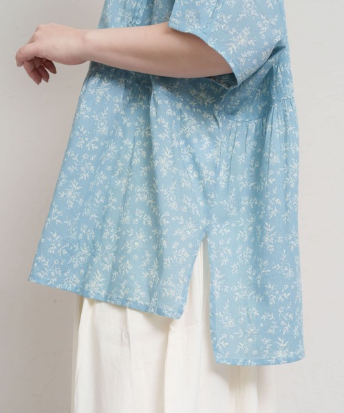 MARAI(マーライ)の「綿100% 半袖花柄シャツブラウス(シャツ/ブラウス・レディース・ブルー/グリーン/ホワイト/ネイビー・FREE)」の17枚目の写真