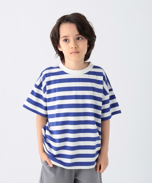 BAYFLOW（ベイフロー）の「[ヘビロテ間違いなし♪]ボーダーBIG T(KIDS)（Tシャツ/カットソー・キッズ・ネイビー/レッド/グリーン/ブルー・120cm/130cm/140cm/110cm/150cm）」の3枚目の写真