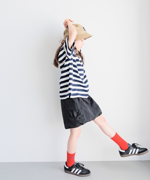 BAYFLOW（ベイフロー）の「[ヘビロテ間違いなし♪]ボーダーBIG T(KIDS)（Tシャツ/カットソー・キッズ・ネイビー/レッド/グリーン/ブルー・120cm/130cm/140cm/110cm/150cm）」の9枚目の写真