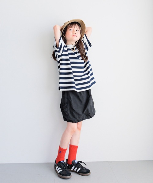 BAYFLOW（ベイフロー）の「[ヘビロテ間違いなし♪]ボーダーBIG T(KIDS)（Tシャツ/カットソー・キッズ・ネイビー/レッド/グリーン/ブルー・120cm/130cm/140cm/110cm/150cm）」の12枚目の写真