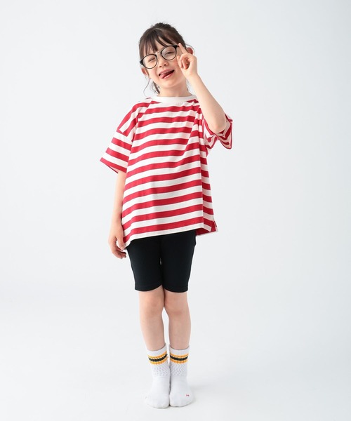 BAYFLOW（ベイフロー）の「[ヘビロテ間違いなし♪]ボーダーBIG T(KIDS)（Tシャツ/カットソー・キッズ・ネイビー/レッド/グリーン/ブルー・120cm/130cm/140cm/110cm/150cm）」の22枚目の写真