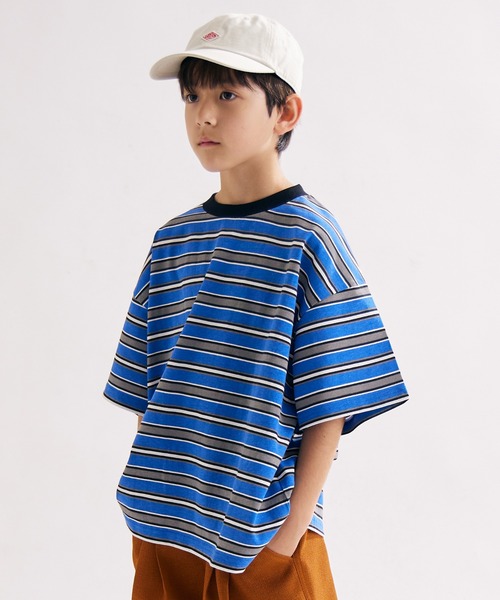 PAIRMANON STREET（ペアマノンストリート）の「【PAIRMANON STREET】OE天竺 マルチボーダー Tシャツ（Tシャツ/カットソー・キッズ・ホワイト/ブラック/オレンジ/ブラウン/グリーン/ブルー・100/110/120/130/140/150/160/90）」の5枚目の写真