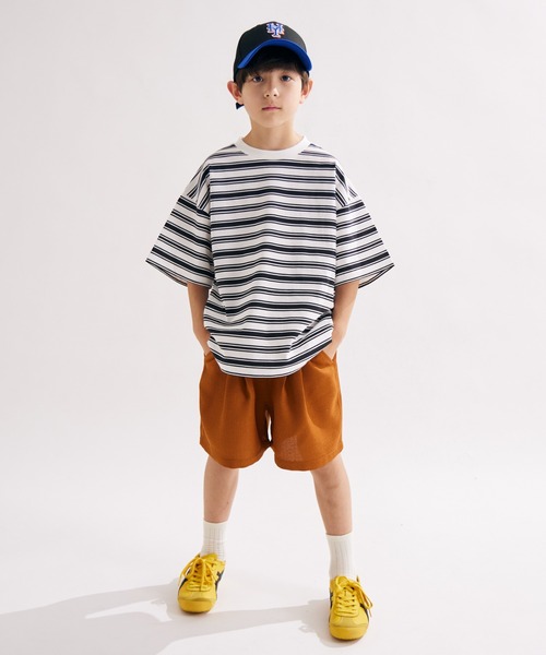 PAIRMANON STREET（ペアマノンストリート）の「【PAIRMANON STREET】OE天竺 マルチボーダー Tシャツ（Tシャツ/カットソー・キッズ・ホワイト/ブラック/オレンジ/ブラウン/グリーン/ブルー・100/110/120/130/140/150/160/90）」の10枚目の写真