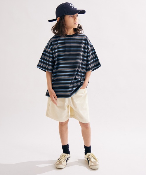 PAIRMANON STREET(ペアマノンストリート)の「【PAIRMANON STREET】OE天竺 マルチボーダー Tシャツ(Tシャツ/カットソー・キッズ・ブラウン/ホワイト/グリーン/オレンジ/ブラック/ブルー・100/110/120/130/140/150/160/90)」の18枚目の写真