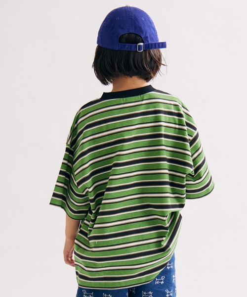 PAIRMANON STREET（ペアマノンストリート）の「【PAIRMANON STREET】OE天竺 マルチボーダー Tシャツ（Tシャツ/カットソー・キッズ・ホワイト/ブラック/オレンジ/ブラウン/グリーン/ブルー・100/110/120/130/140/150/160/90）」の22枚目の写真