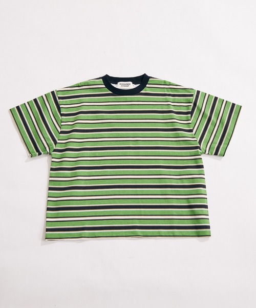 PAIRMANON STREET（ペアマノンストリート）の「【PAIRMANON STREET】OE天竺 マルチボーダー Tシャツ（Tシャツ/カットソー・キッズ・ホワイト/ブラック/オレンジ/ブラウン/グリーン/ブルー・100/110/120/130/140/150/160/90）」の19枚目の写真