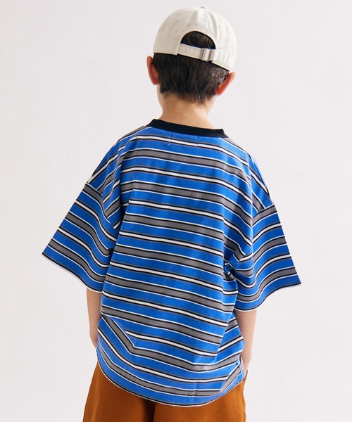 PAIRMANON STREET（ペアマノンストリート）の「【PAIRMANON STREET】OE天竺 マルチボーダー Tシャツ（Tシャツ/カットソー・キッズ・ホワイト/ブラック/オレンジ/ブラウン/グリーン/ブルー・100/110/120/130/140/150/160/90）」の16枚目の写真