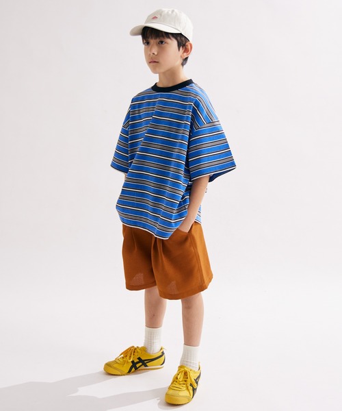 PAIRMANON STREET（ペアマノンストリート）の「【PAIRMANON STREET】OE天竺 マルチボーダー Tシャツ（Tシャツ/カットソー・キッズ・ホワイト/ブラック/オレンジ/ブラウン/グリーン/ブルー・100/110/120/130/140/150/160/90）」の15枚目の写真