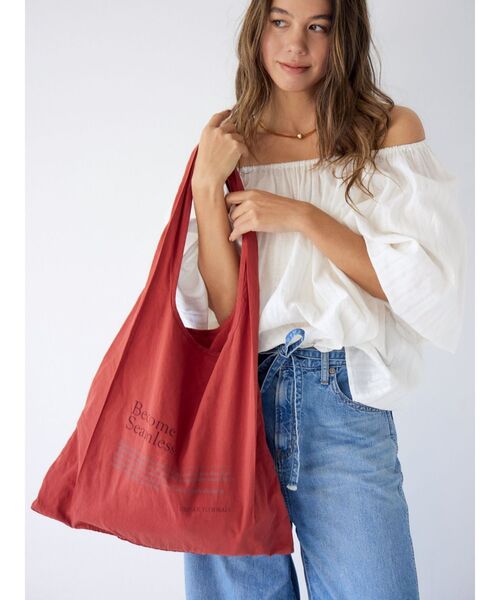 Ungrid（アングリッド）の「カラーロゴエコBAG（トートバッグ・レディース・ピンク/グリーン/ダークオレンジ/ブルー/アイボリー・FREE）」の5枚目の写真