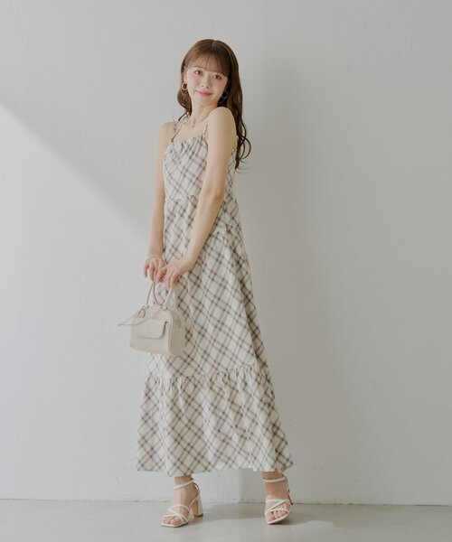 チェックアメスリロングワンピース（ワンピース）｜Chico（チコ