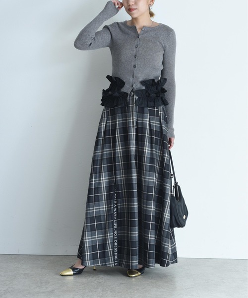 エイミーロウ　スリットロゴチェックタックプリーツスカート スリットロゴチェックタックプリーツスカート Eimee Law│Eimee