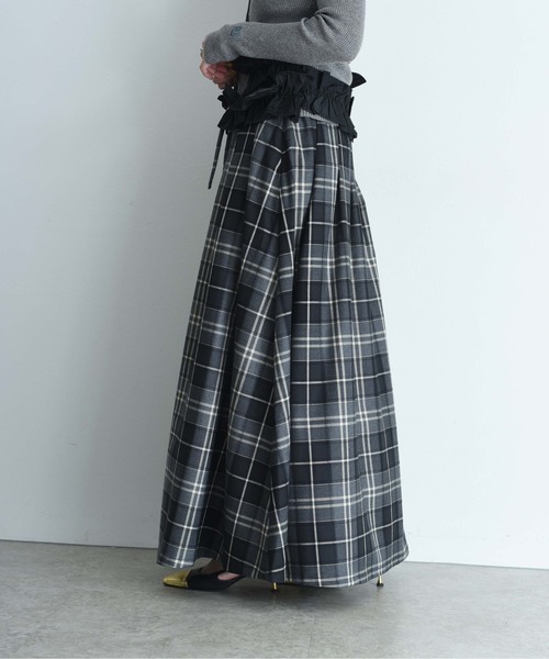 エイミーロウ　スリットロゴチェックタックプリーツスカート　Eimee Law スリットロゴチェックタックプリーツスカート Eimee Law