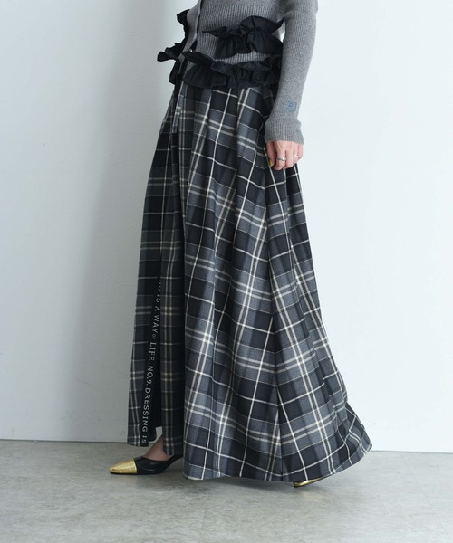 エイミーロウ　スリットロゴチェックタックプリーツスカート　Eimee Law スリットロゴチェックタックプリーツスカート Eimee Law