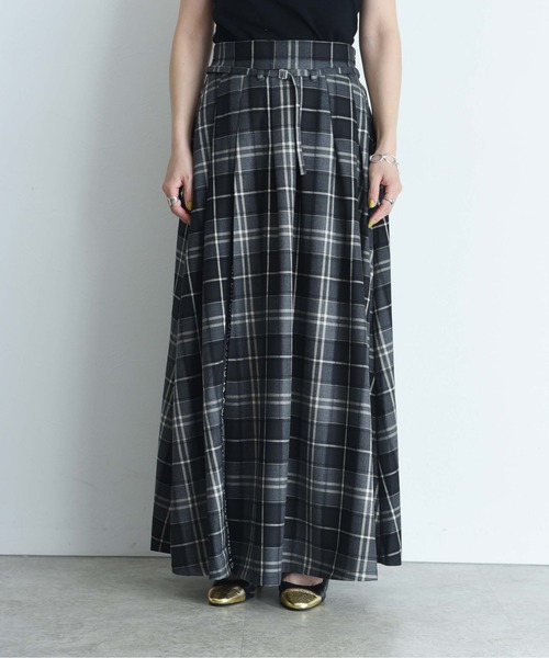 スリットロゴチェックタックプリーツスカート Eimee Law│Eimee Law