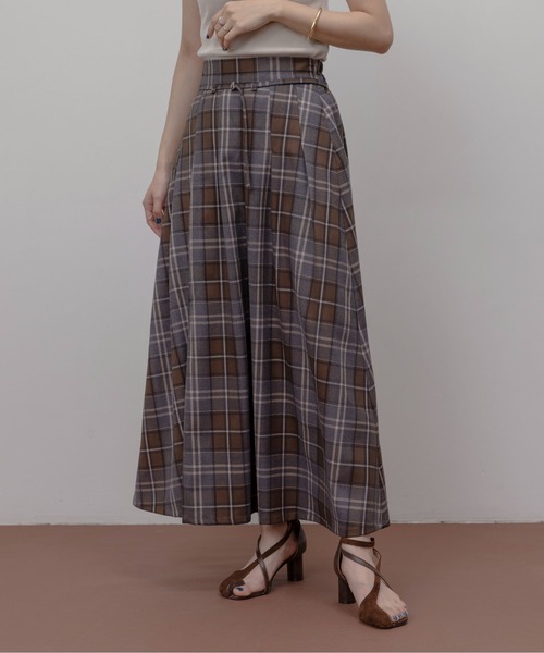 エイミーロウ　スリットロゴチェックタックプリーツスカート　Eimee Law スリットロゴチェックタックプリーツスカート Eimee Law