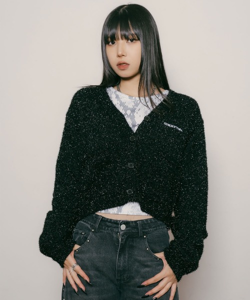 Subciety(サブサエティ)の「Glitter cardigan【WOMEN】(カーディガン/ボレロ・レディース・グリーン/ブラック・FREE)」の1枚目の写真