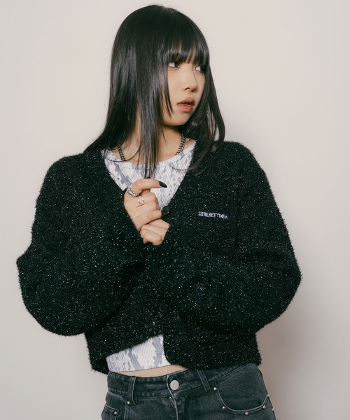Subciety(サブサエティ)の「Glitter cardigan【WOMEN】(カーディガン/ボレロ・レディース・グリーン/ブラック・FREE)」の9枚目の写真
