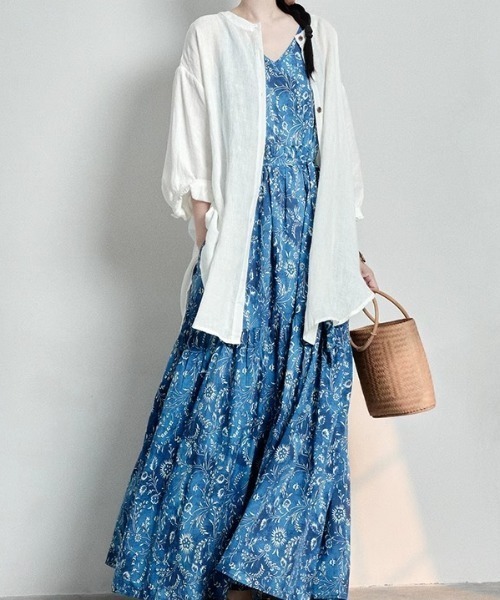 deux amour(ドゥーザムール)の「花柄キャミボリュームマキシワンピース(ワンピース・レディース・ブルー・FREE)」の6枚目の写真