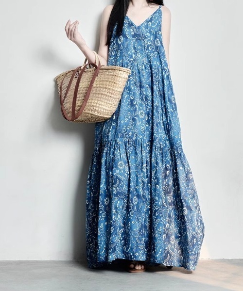 deux amour(ドゥーザムール)の「花柄キャミボリュームマキシワンピース(ワンピース・レディース・ブルー・FREE)」の7枚目の写真