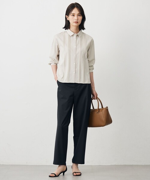 J.PRESS Ladies（J.プレス レディス）の「ストライプジャージー シャツライク カットソー（Tシャツ/カットソー・レディース・ダルブルー系1/ベージュ系1・SMALL）」の3枚目の写真