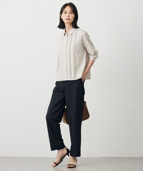 J.PRESS Ladies（J.プレス レディス）の「ストライプジャージー シャツライク カットソー（Tシャツ/カットソー・レディース・ダルブルー系1/ベージュ系1・SMALL）」の4枚目の写真