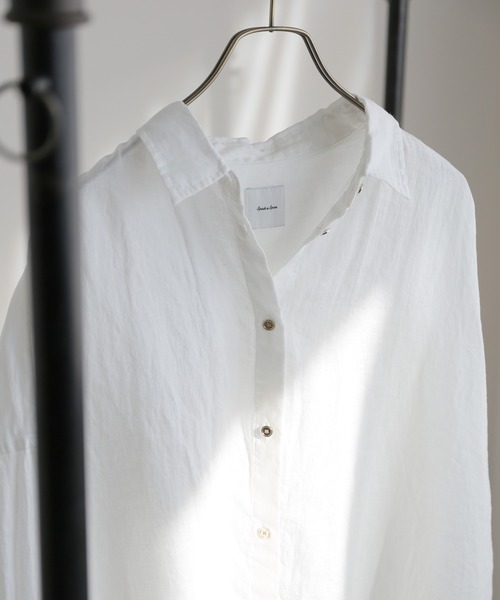 Spick & Span（スピックアンドスパン）の「《ゆったりサイズ》追加2 80リネンカシュクール ビッグシャツ（シャツ/ブラウス・レディース・サックスブルー/ベージュ/ブラウン/ホワイト/ネイビー・FREE）」の14枚目の写真
