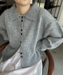 襟付きニットカーディガン