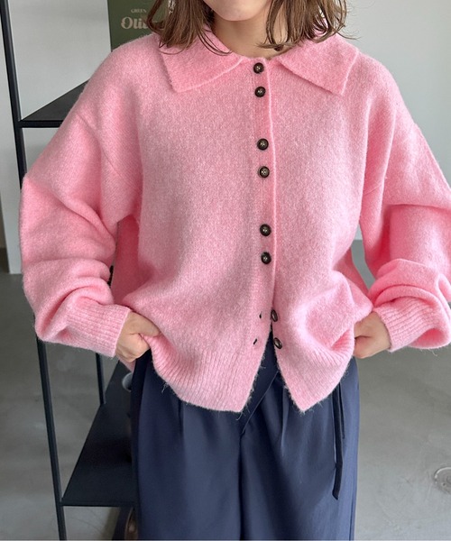 PILIT（ピリット）の「襟付きニットカーディガン（カーディガン/ボレロ・レディース・グレー/ピンク/イエロー/アイボリー/ブラウン/ベージュ/ブラック・FREE）」の9枚目の写真