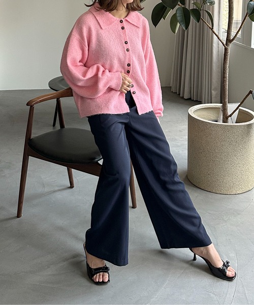 PILIT（ピリット）の「襟付きニットカーディガン（カーディガン/ボレロ・レディース・グレー/ピンク/イエロー/アイボリー/ブラウン/ベージュ/ブラック・FREE）」の13枚目の写真