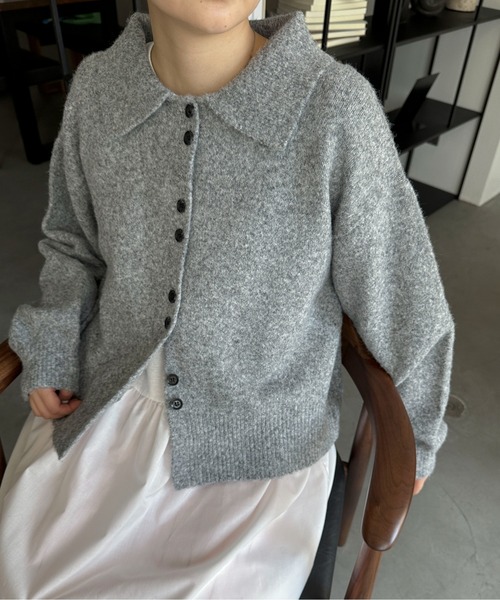 PILIT（ピリット）の「襟付きニットカーディガン（カーディガン/ボレロ・レディース・グレー/ピンク/イエロー/アイボリー/ブラウン/ベージュ/ブラック・FREE）」の14枚目の写真