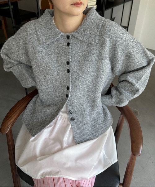 PILIT（ピリット）の「襟付きニットカーディガン（カーディガン/ボレロ・レディース・グレー/ピンク/イエロー/アイボリー/ブラウン/ベージュ/ブラック・FREE）」の17枚目の写真