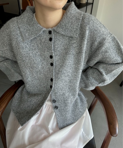 PILIT（ピリット）の「襟付きニットカーディガン（カーディガン/ボレロ・レディース・グレー/ピンク/イエロー/アイボリー/ブラウン/ベージュ/ブラック・FREE）」の18枚目の写真