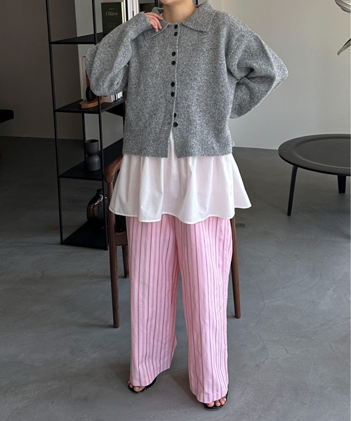 PILIT（ピリット）の「襟付きニットカーディガン（カーディガン/ボレロ・レディース・グレー/ピンク/イエロー/アイボリー/ブラウン/ベージュ/ブラック・FREE）」の22枚目の写真