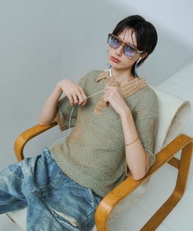 soerte（ソエルテ）の「Multi Color Jacquard Knit Polo / マルチカラージャガードニットポロ（ポロシャツ）」