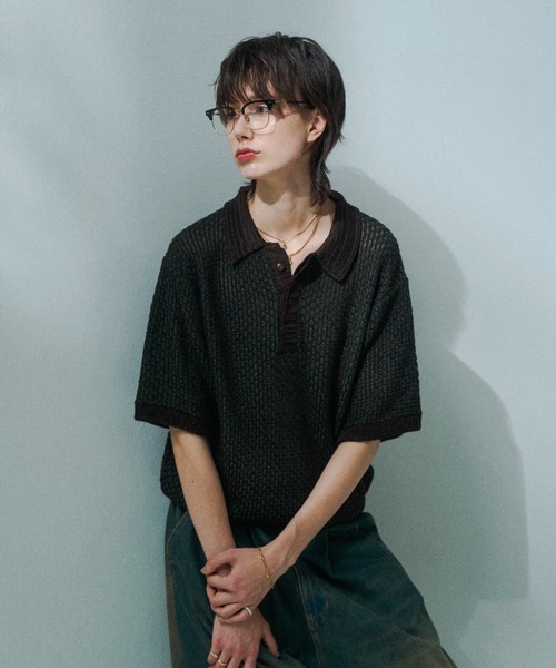 Multi Color Jacquard Knit Polo / マルチカラージャガードニットポロ
