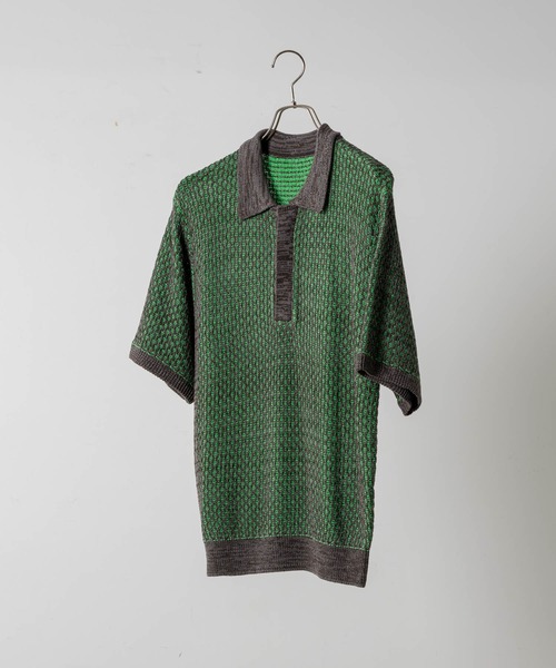 マルチカラージャガードニットポロ MULTI COLLAR JACQUARD KNIT POLO/マルチカラージャガード