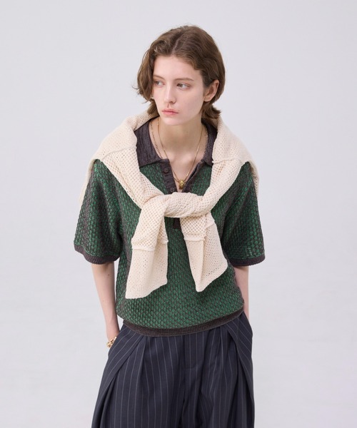 MULTI COLLAR JACQUARD KNIT POLO/マルチカラージャガード
