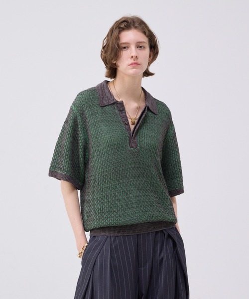 MULTI COLLAR JACQUARD KNIT POLO/マルチカラージャガード