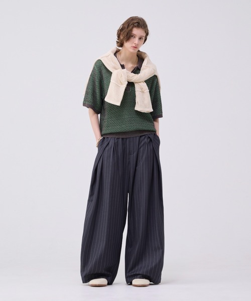 新品　soerte マルチカラージャガードニットポロ ブラウン3 soerte（ソエルテ）の「MULTI COLLAR JACQUARD KNIT POLO/マルチ