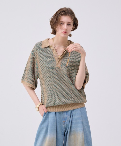 トップス soerte MULTI COLLAR JACQUARD KNIT POLO 2 soerte（ソエルテ）の「MULTI COLLAR JACQUARD KNIT POLO/マルチ