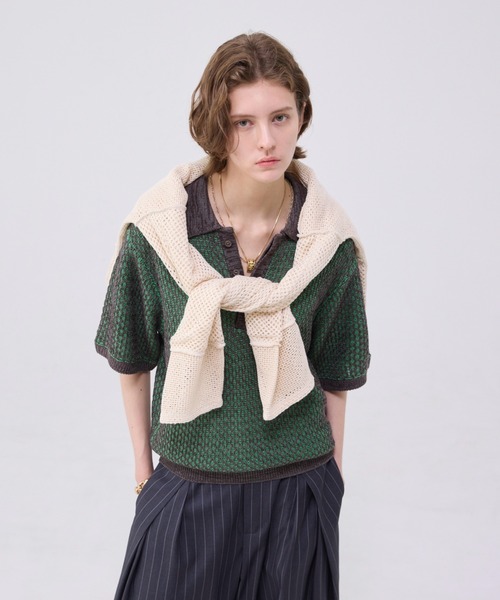 MULTI COLLAR JACQUARD KNIT POLO/マルチカラージャガード
