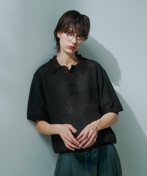 soerte(ソエルテ)の「Multi Color Jacquard Knit Polo / マルチカラージャガードニットポロ(ポロシャツ・メンズ・ベージュ/ブラウン/ブラック/グリーン・3/1/2)」の9枚目の写真