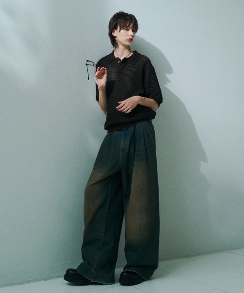 soerte(ソエルテ)の「Multi Color Jacquard Knit Polo / マルチカラージャガードニットポロ(ポロシャツ・メンズ・ベージュ/ブラウン/ブラック/グリーン・3/1/2)」の16枚目の写真
